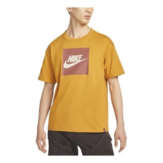 Men's Nike Logo Printing Round Neck Pullover Short Sleeve Yellow T-Shirt DR7756-727 - 1