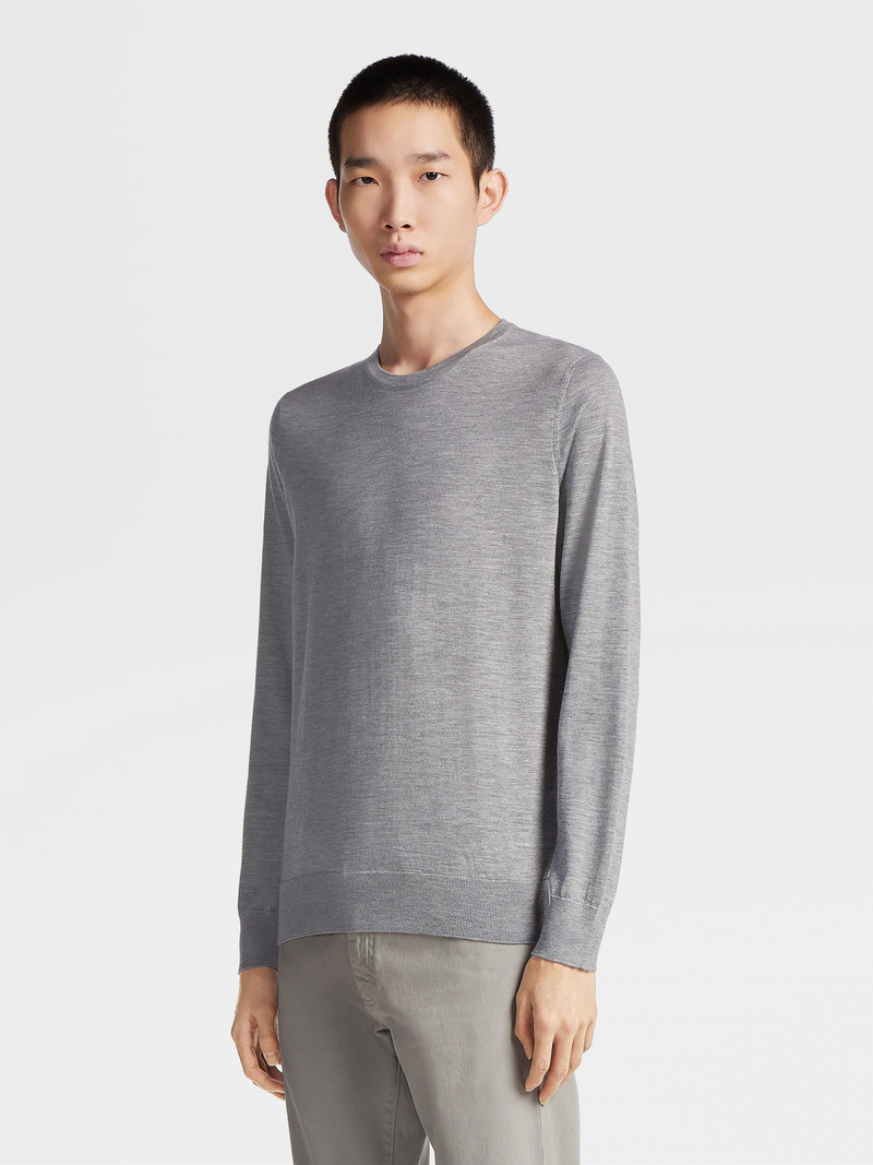 ZEGNA GREY MÉLANGE CASHSETA CREWNECK outlook