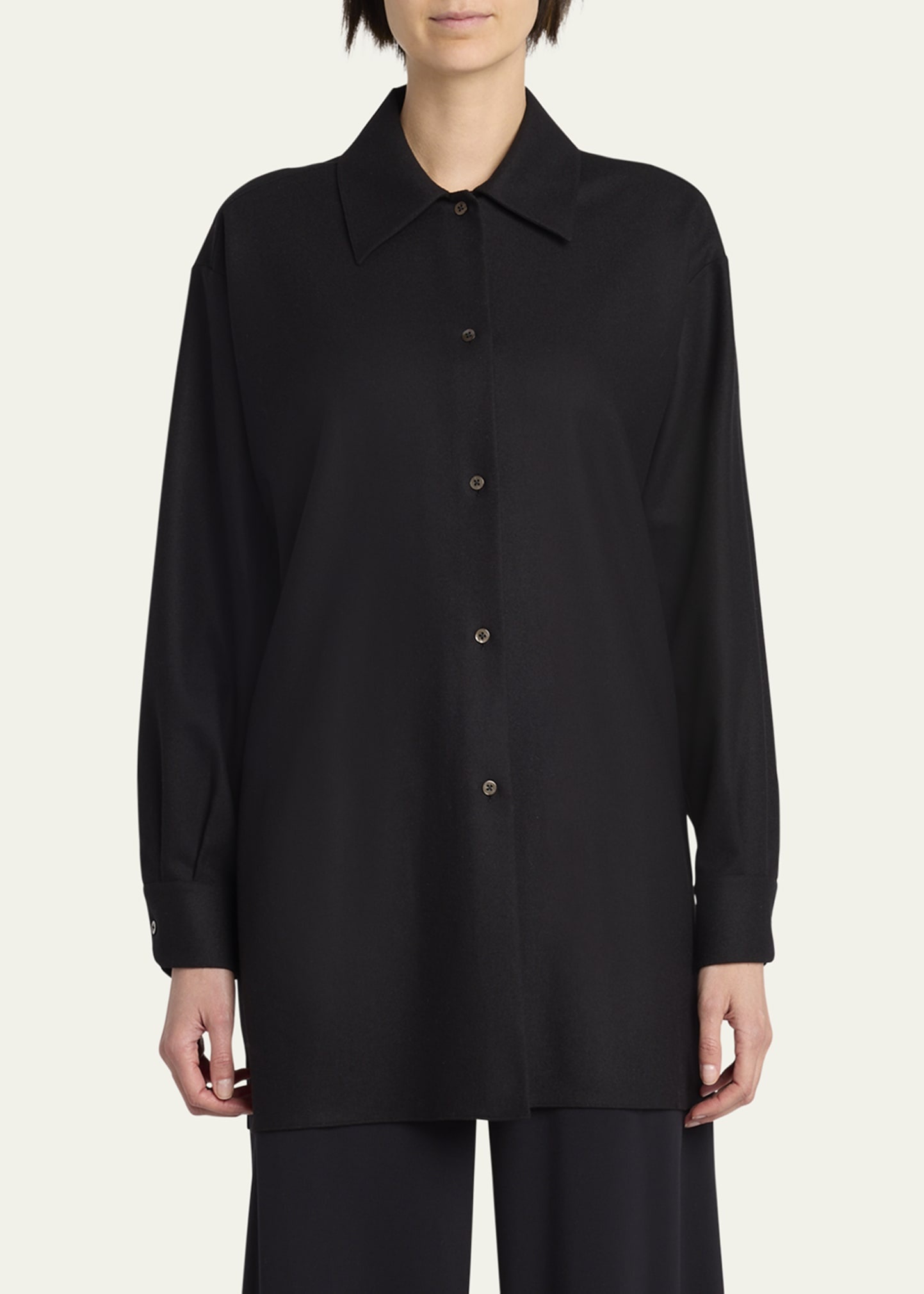 Komako Button Down Wool Cashmere Blouse - 4