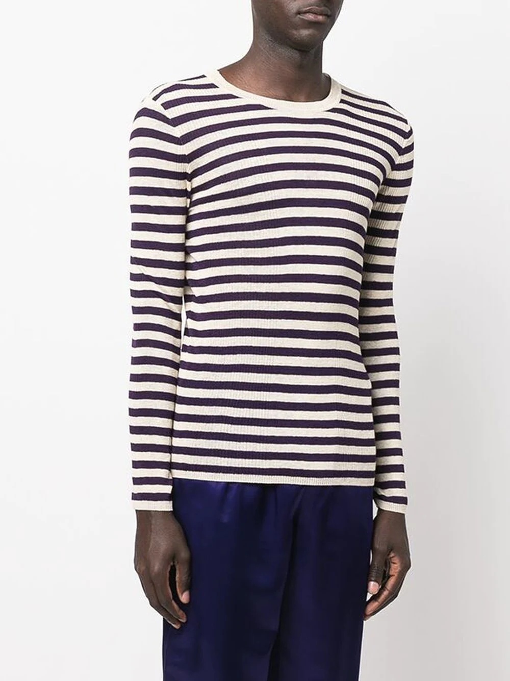 striped ribbed-knit jumper - 3