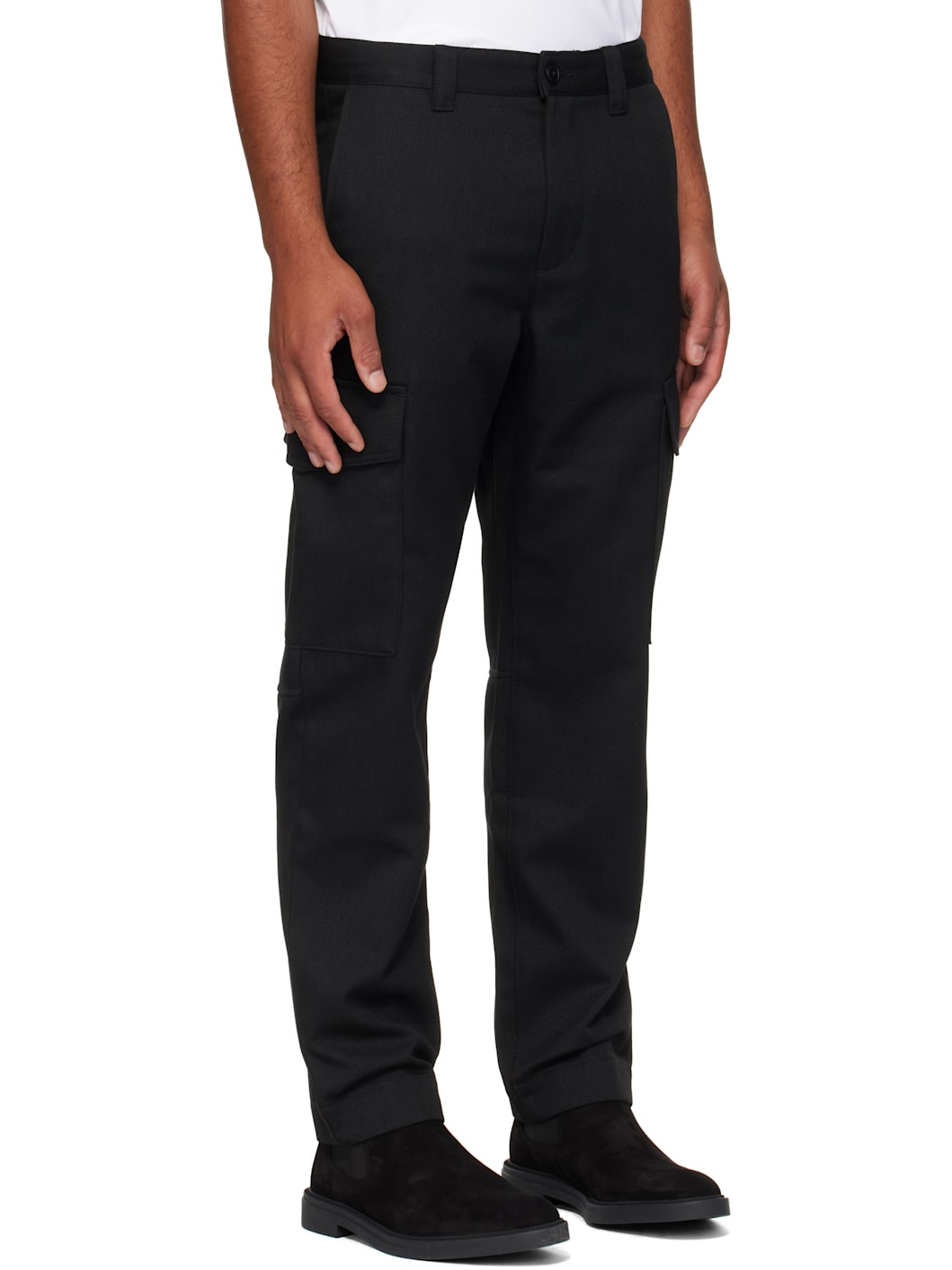 Black Gabardine Cargo Pants - 2