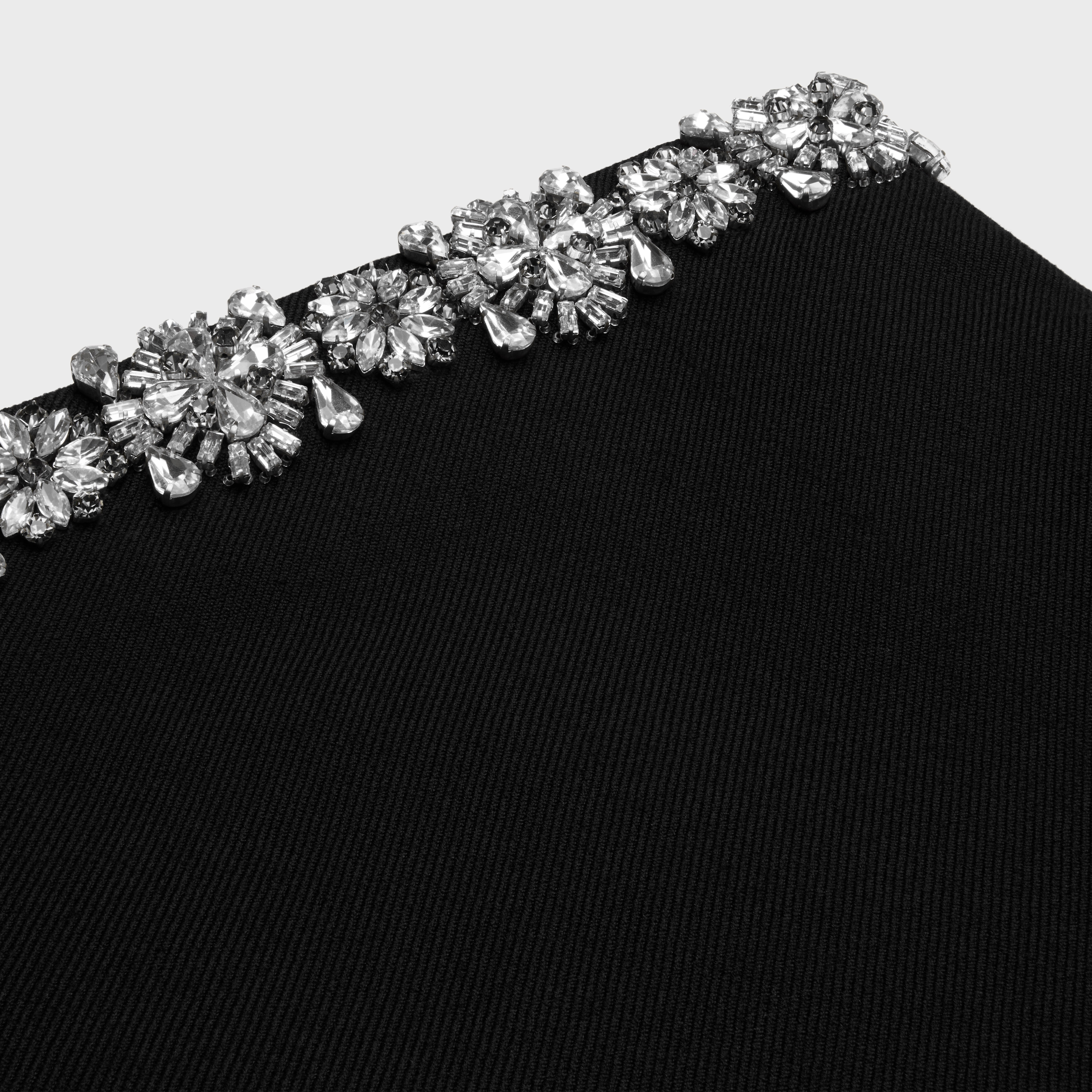 embroidered mini skirt in diagonal wool - 3