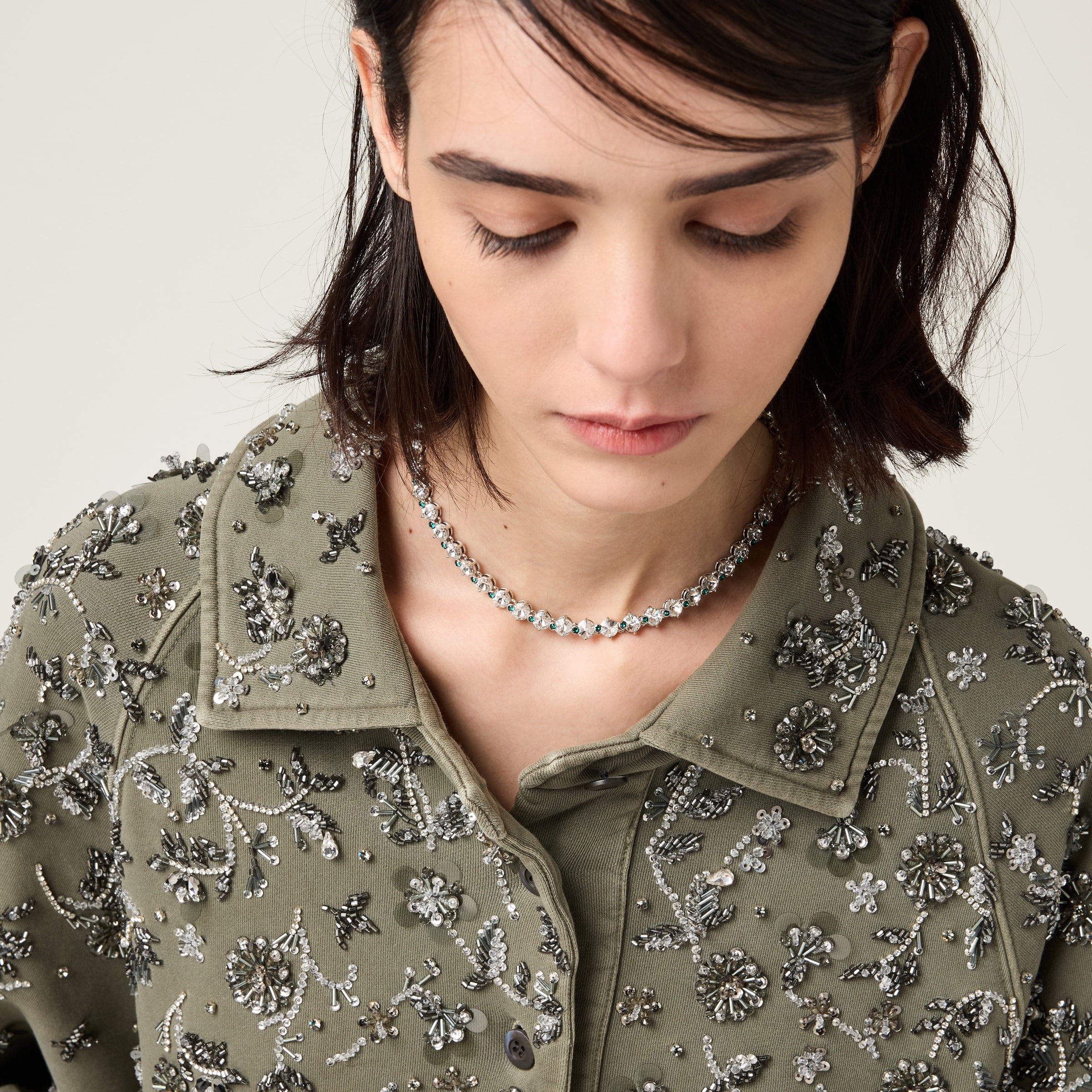 Metal necklace with crystals - 2