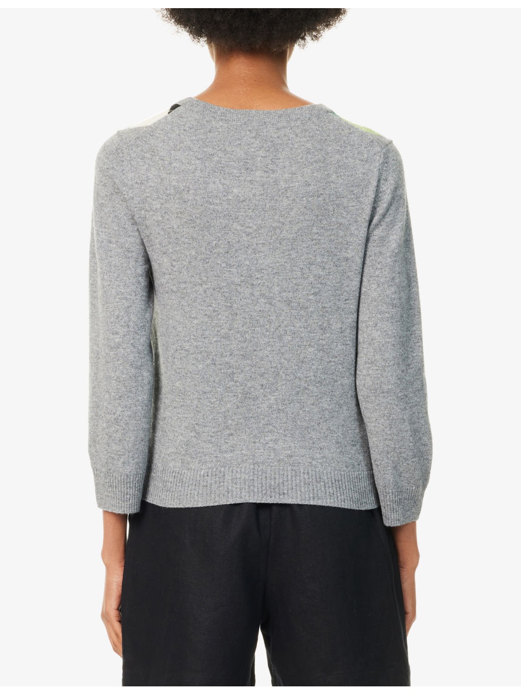 Rhombus-Print Round-Neck Wool And Cashmere Cardigan - 4