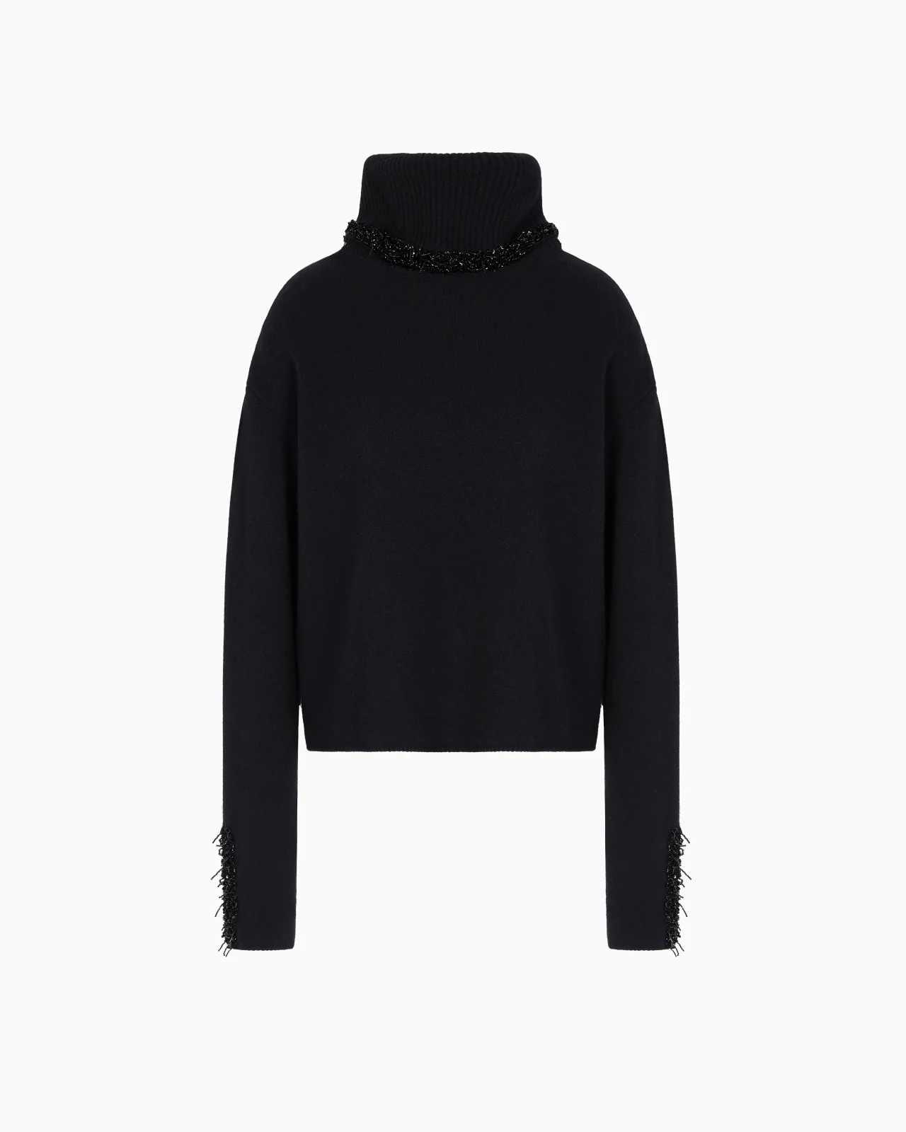 MOCK-NECK JUMPER IN CASHMERE AND WOOL WITH EMBROIDERY - 1
