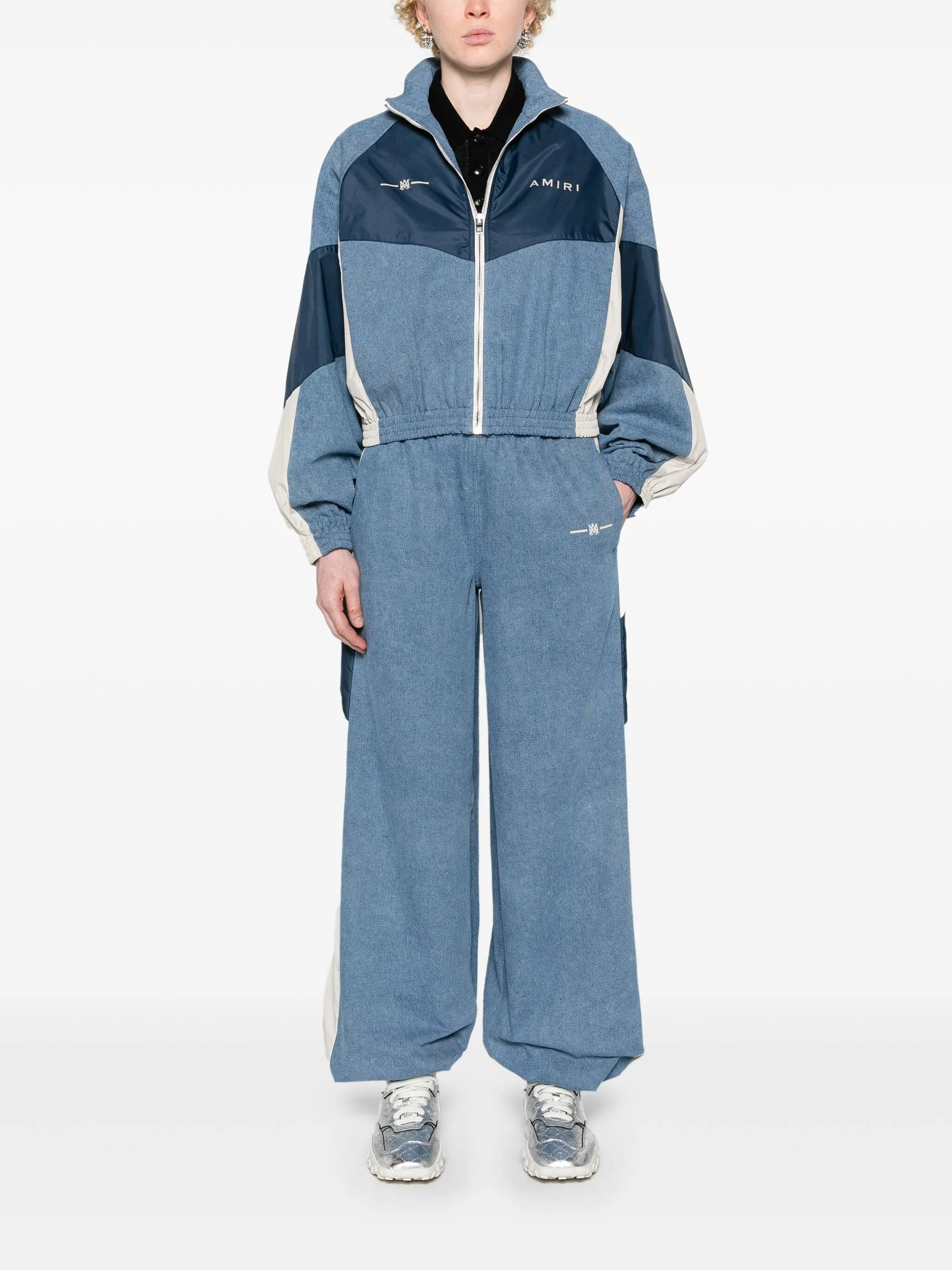 cropped chambray track jacket - 2
