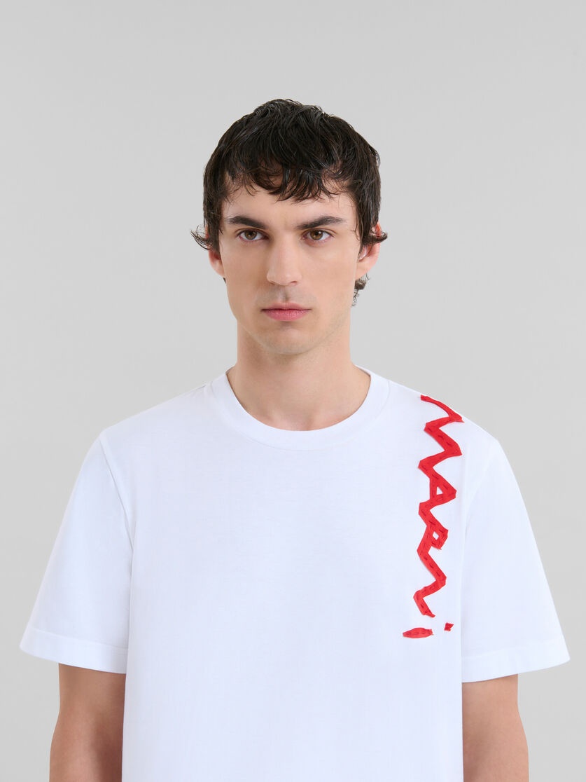 WHITE ORGANIC COTTON T-SHIRT WITH MARNI MENDING LOGO - 4