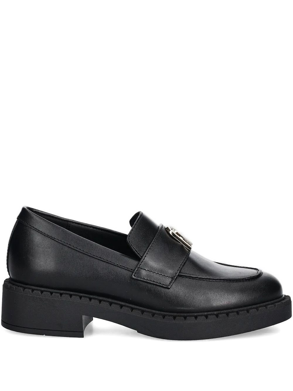 metal-buckle leather loafers - 1