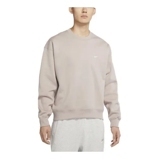 Men's Nike Lab Fleece Crew Solid Color Plush Stay Warm Sports Round Neck Pullover Yellow DA0318-245 - 1