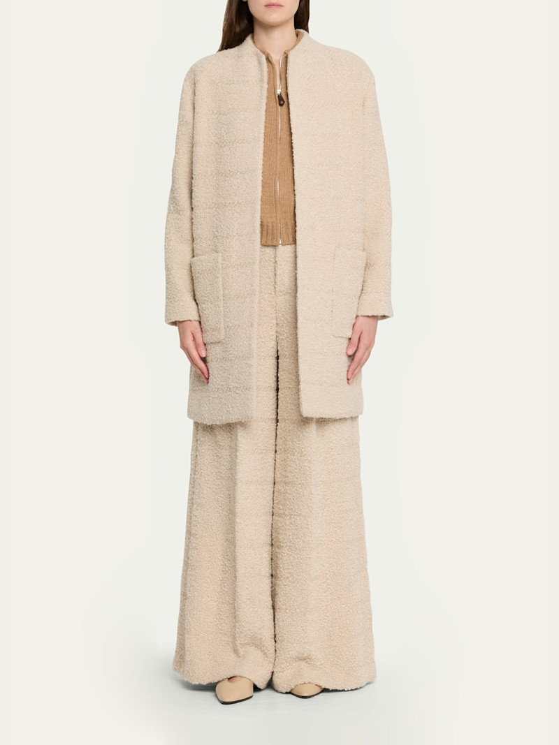 Loro Piana Horst Pleated Boucle Wide-Leg Trousers outlook