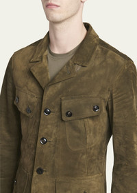 【関税込み】TOM FORD ネイビー Military Chasseur ジャケット TOM FORD Men's Cashmere-Suede Sartorial Military Jacket