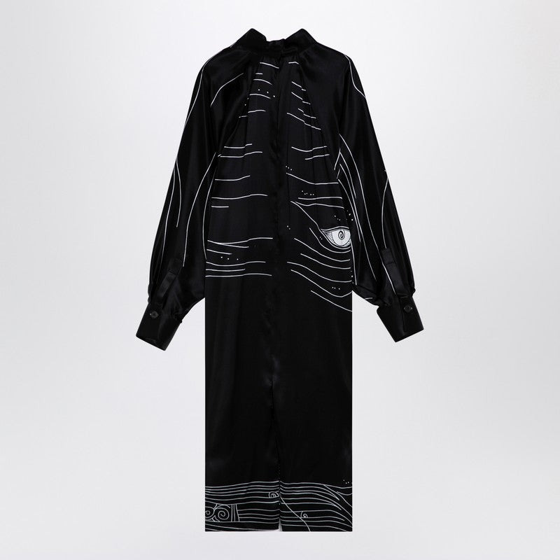 Ferragamo Black Silk Satin Midi Dress Women - 2