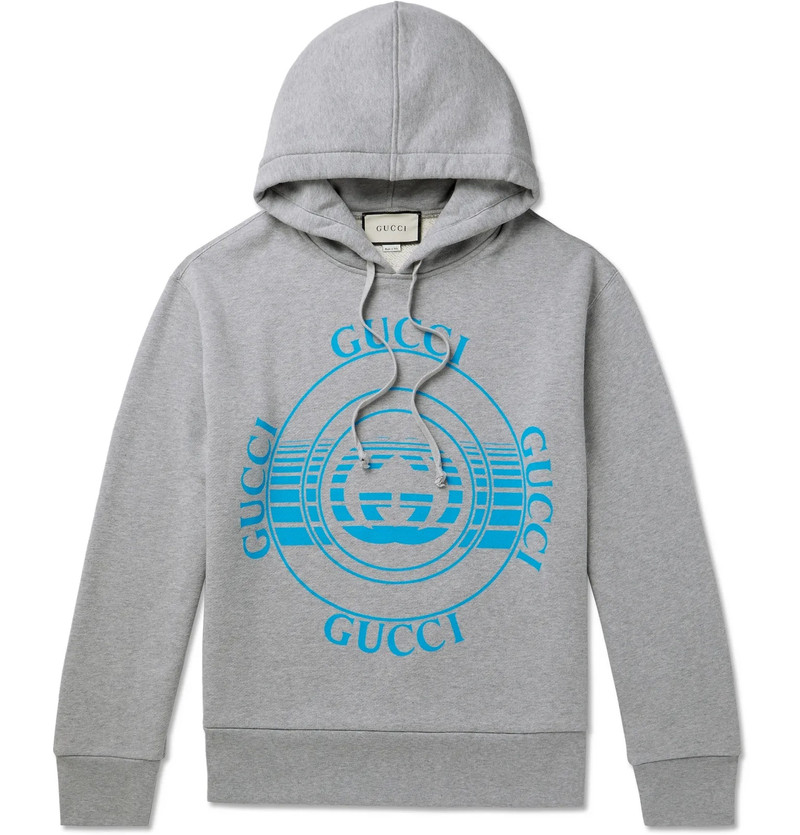 Oversized Logo-Print Mélange Loopback Cotton-Jersey Hoodie - 1
