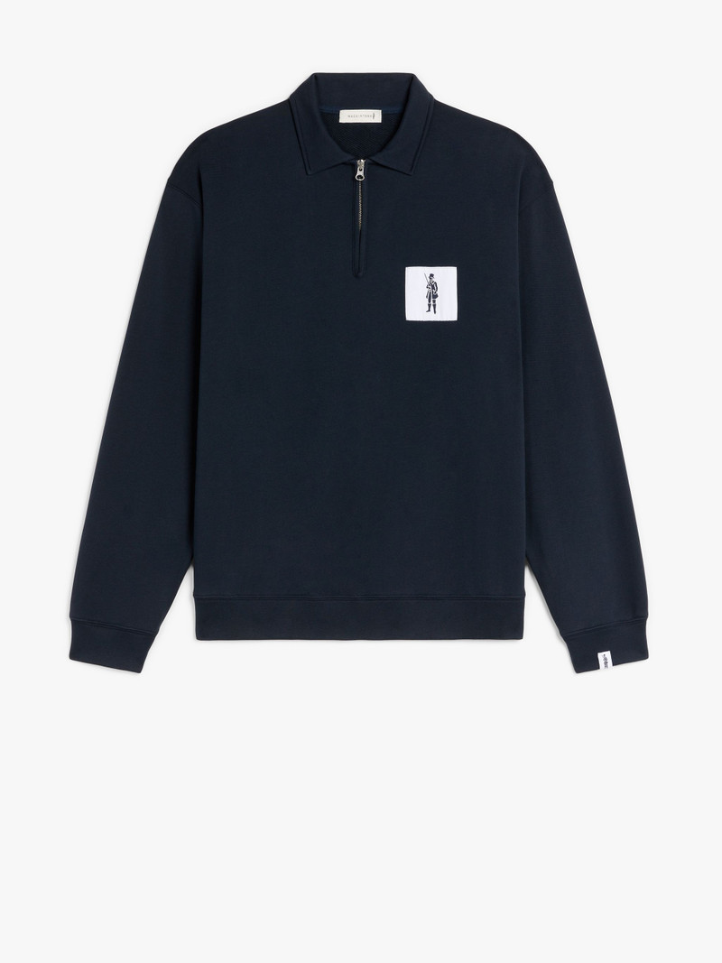 NAVY COTTON ZIP FRONT SWEATSHIRT | GJM-200 1