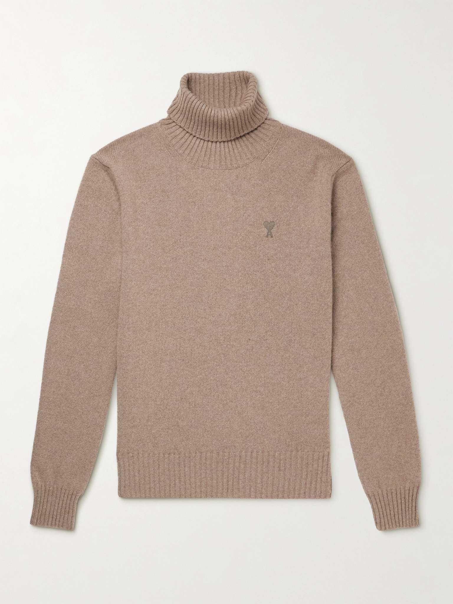 Slim-Fit Logo-Embroidered Recycled Cashmere Rollneck Sweater - 1