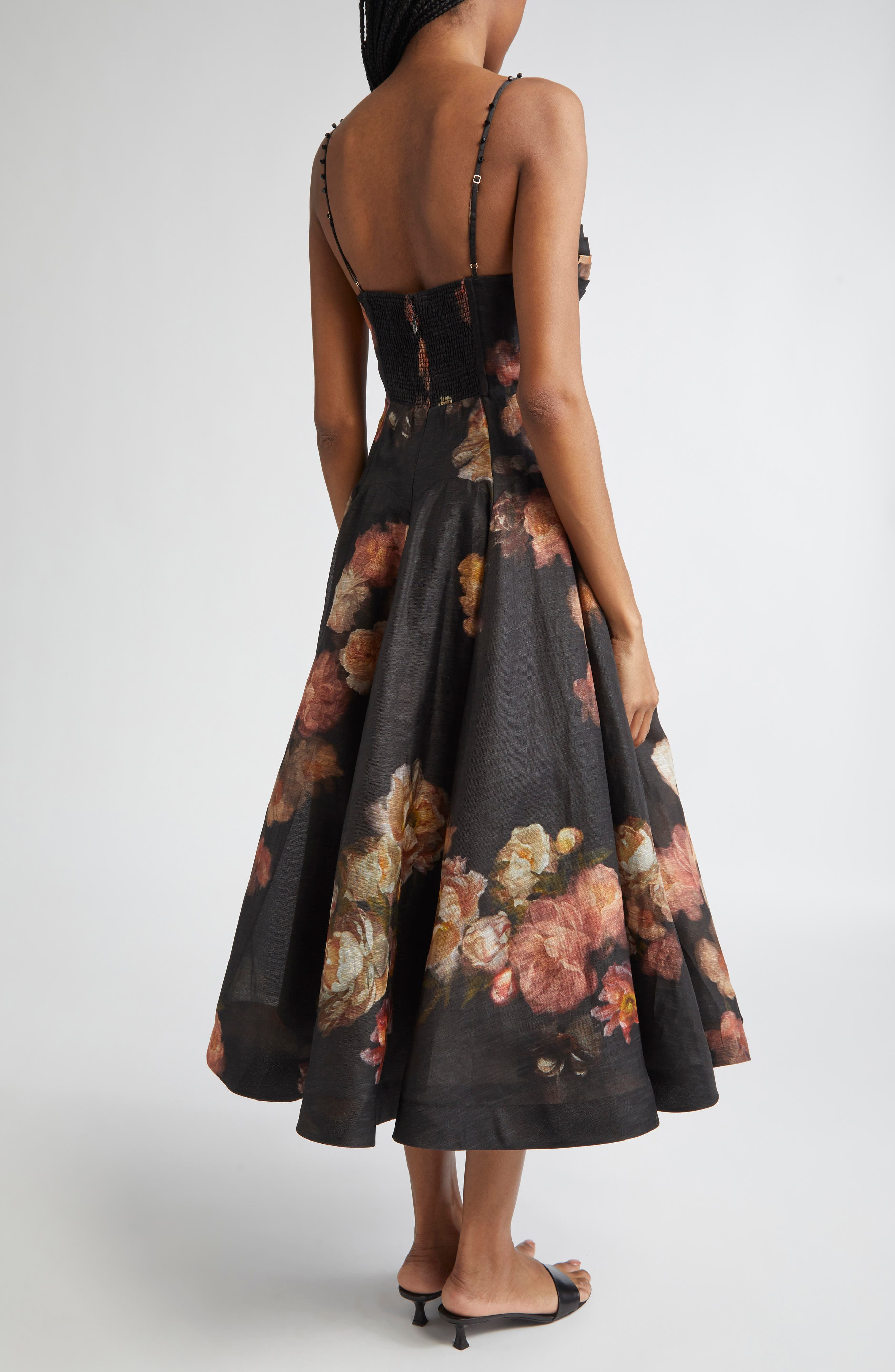 Zimmermann Hypnotic Floral Twist Front Cutout Organza Midi Dress in Russet Floral at Nordstrom - 2