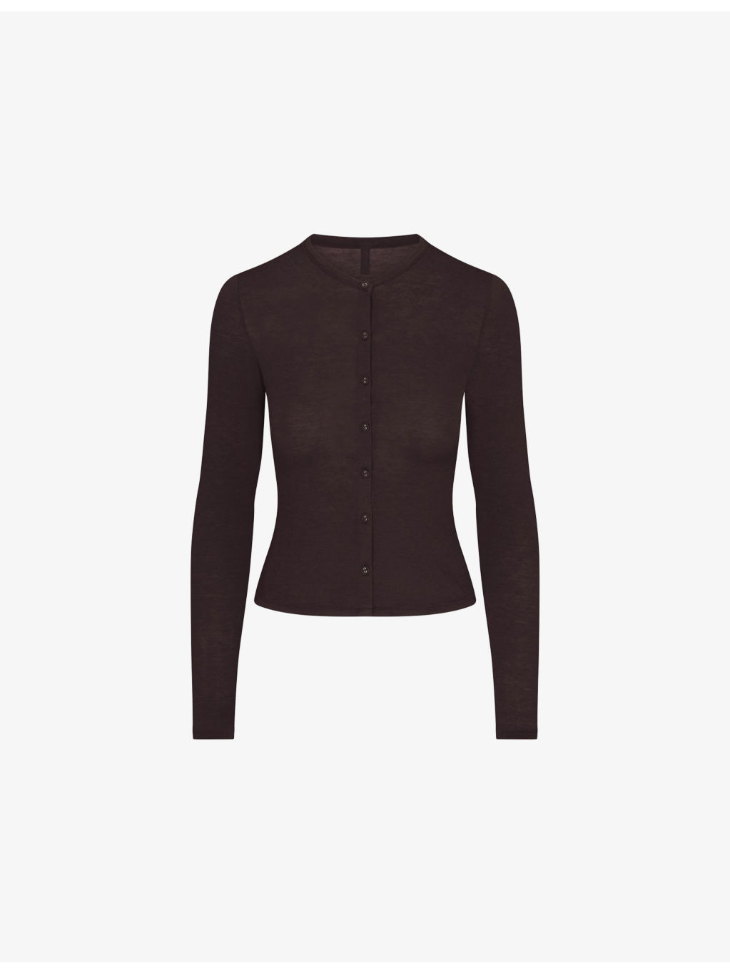 Sheer Round-Neck Stretch-Modal Cardigan - 1