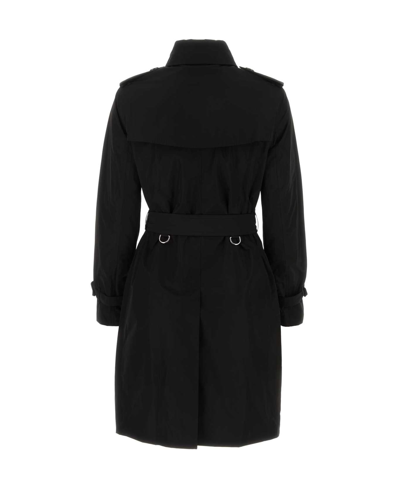 Black Polyester Trench Coat - 2