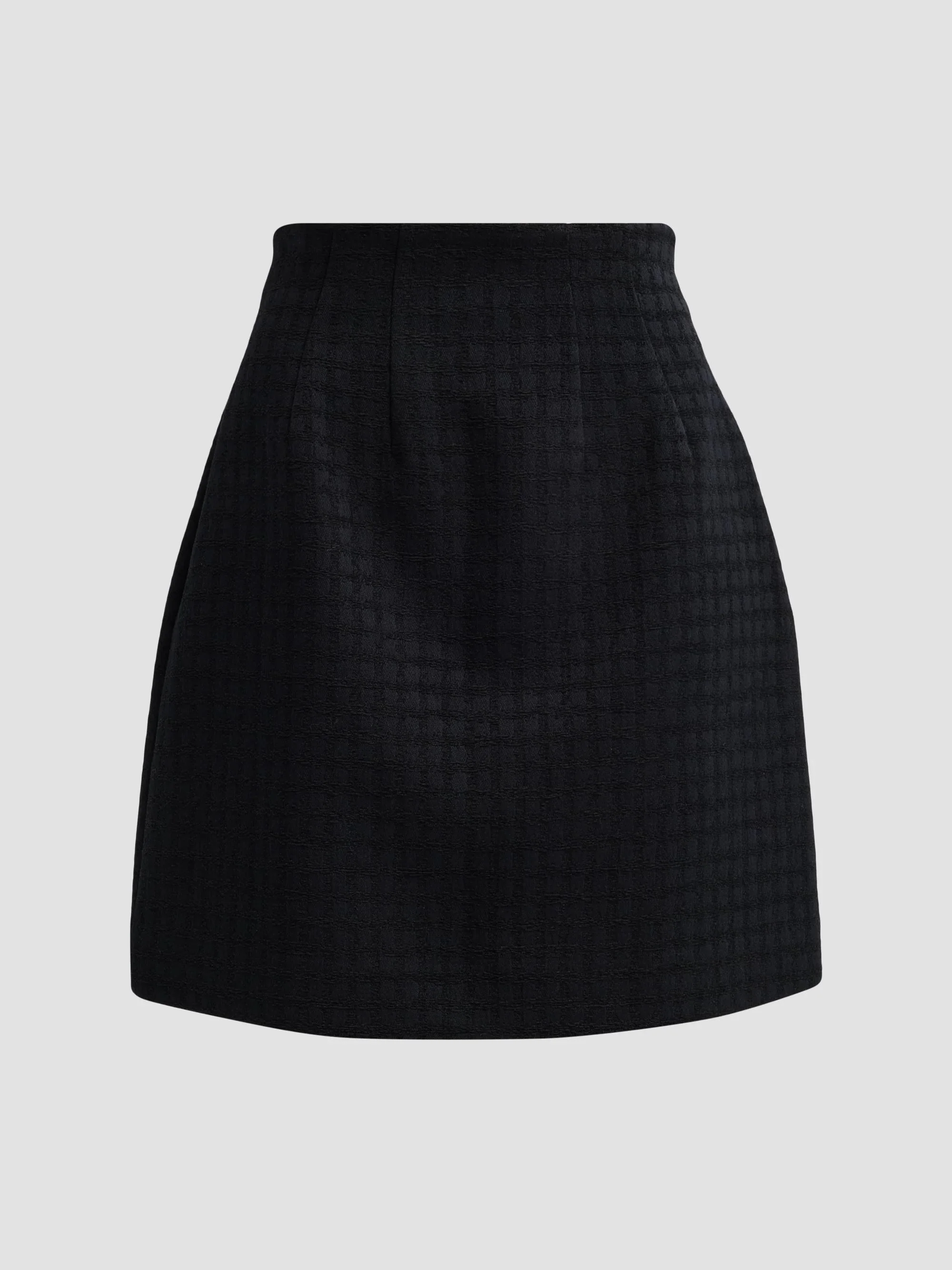 Women's Cotton Chenille Curved Mini Skirt - Black - 1
