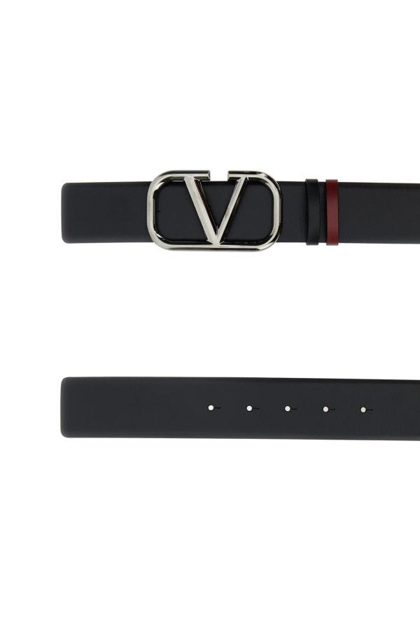 Black leather VLogo Signature belt - 2
