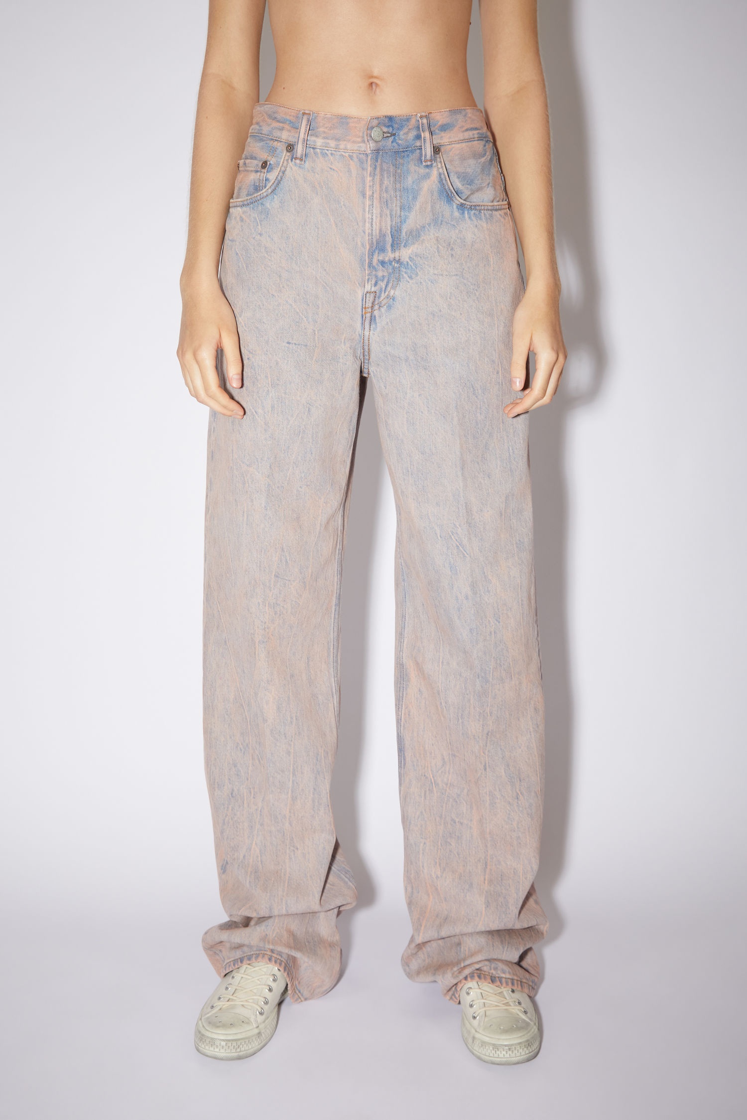 Loose bootcut jeans - Light blue/pink - 2