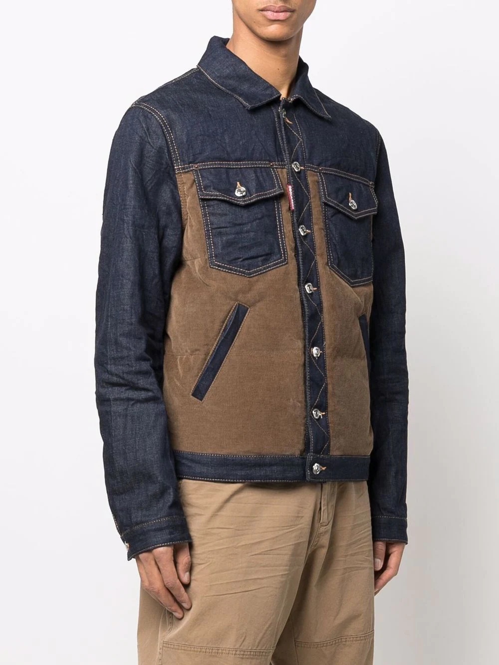 panelled denim corduroy jacket - 4