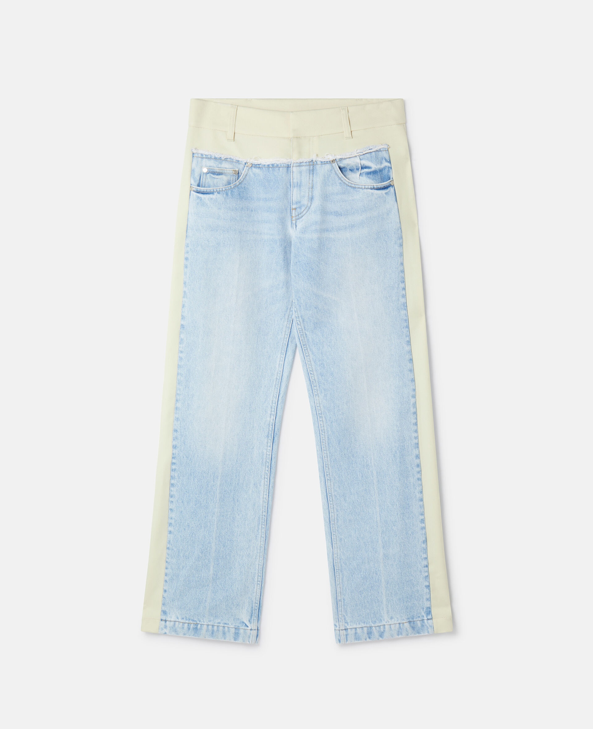Two-Tone Panelled Straight Leg Jeans - 1