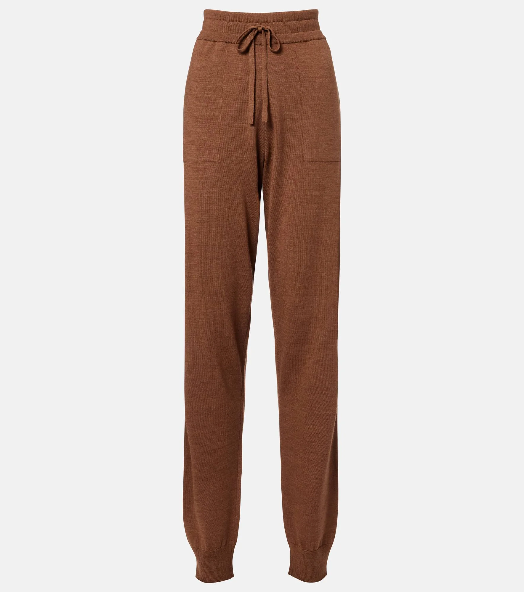 Knitted virgin wool straight-leg pants - 1