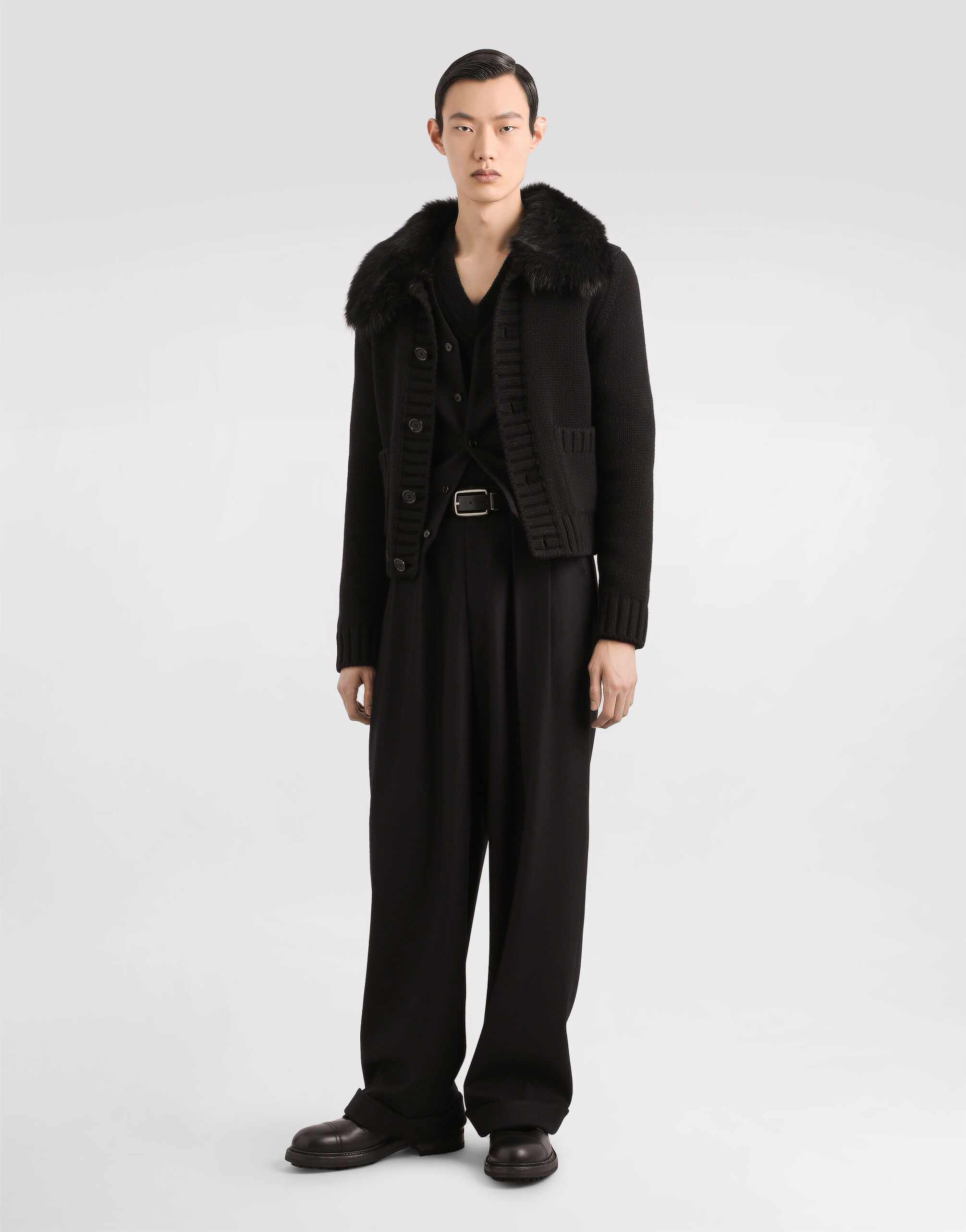 Wool jacket with fur-effect collar - 2