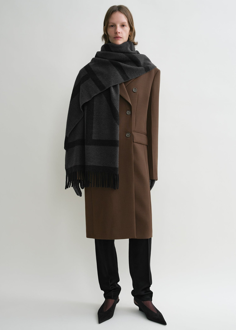 Totême Monogram jacquard wool scarf charcoal mélange outlook