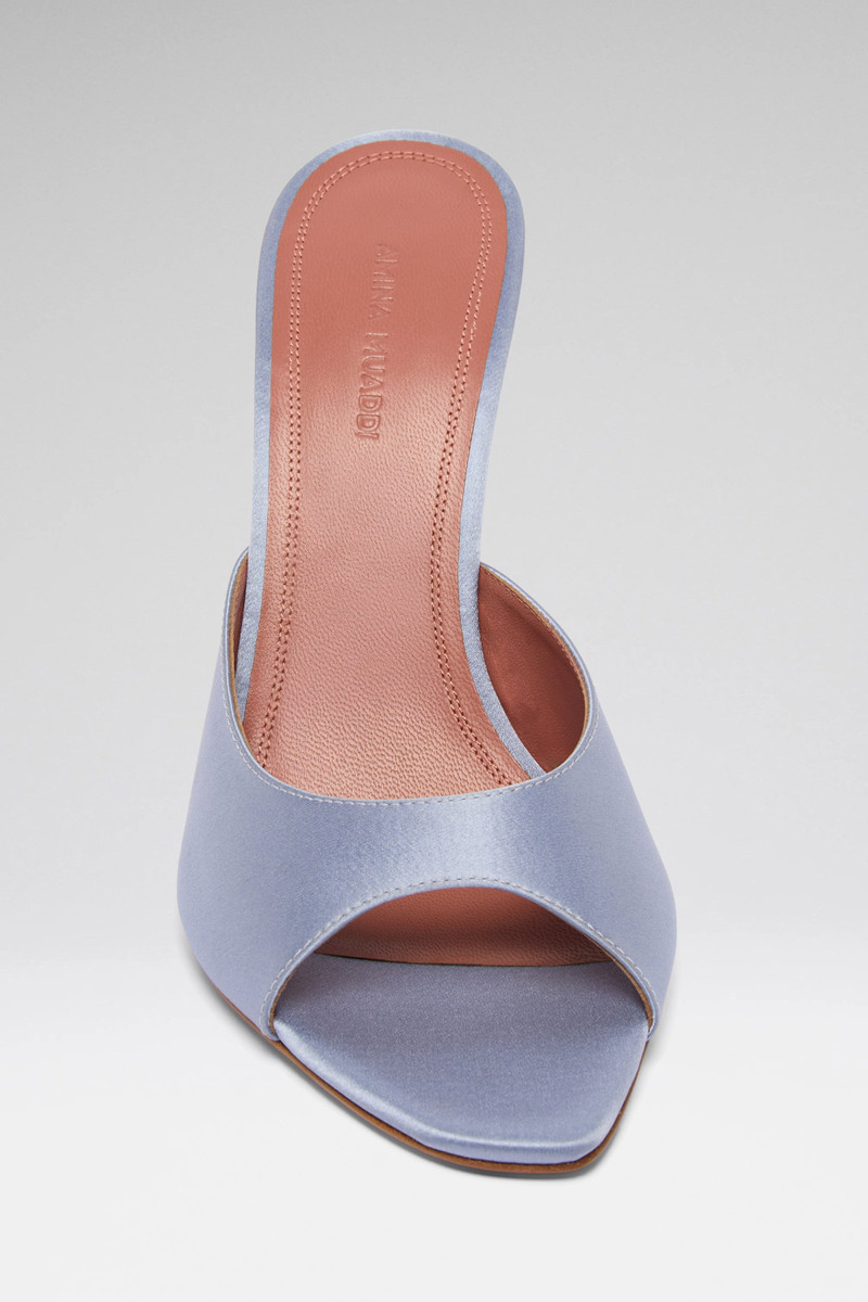 Amina Muaddi ALEXA SLIPPER 95 LAVENDER GREY SATIN outlook