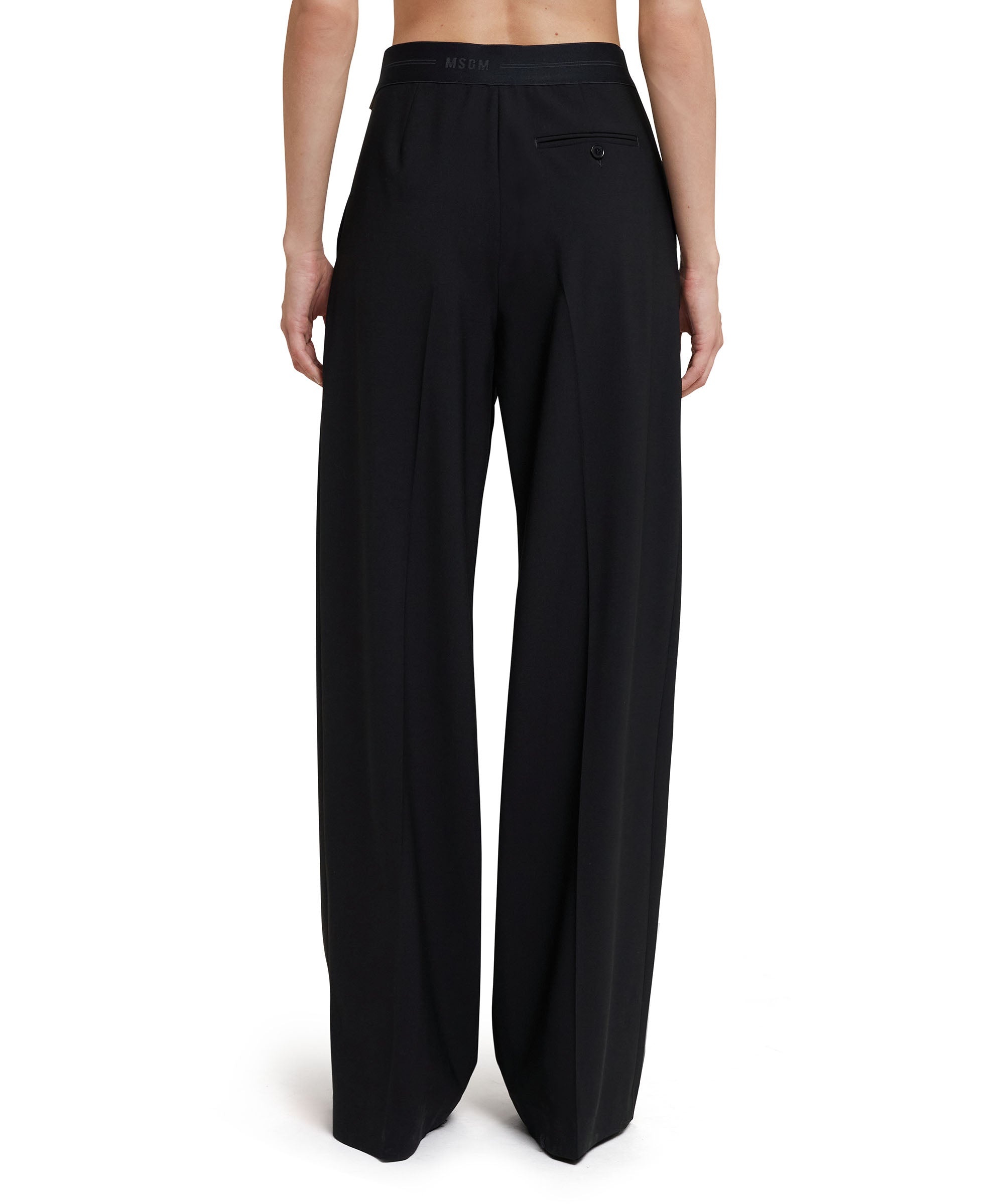 Fresh wool pleated pants with logoed elastic waistband - 3