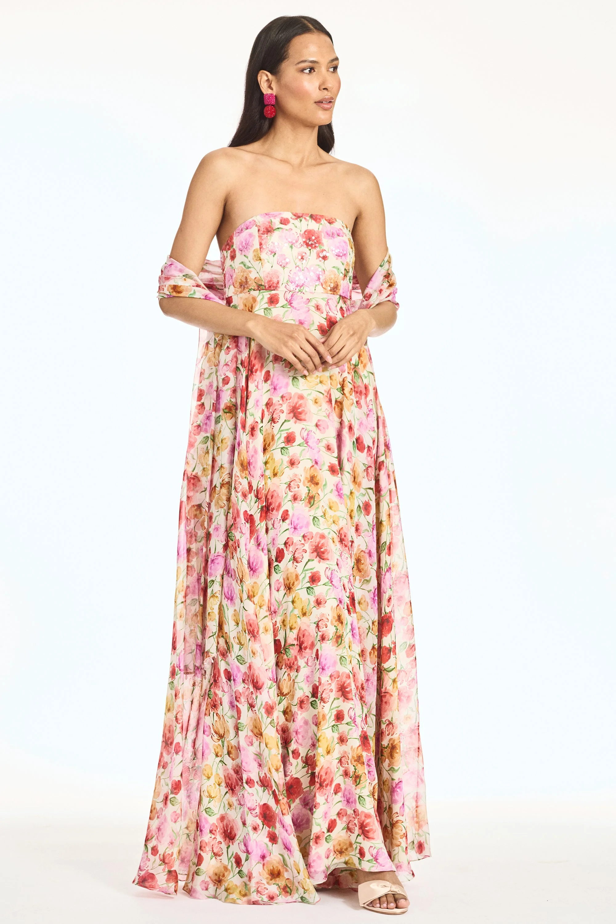 EMBELLISHED AMES GOWN - SUNSET POPPIES - 1