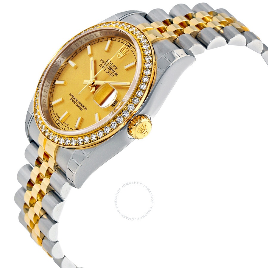 Rolex Oyster Perpetual Datejust 36 Champagne Dial Stainless Steel and 18K Yellow Gold Jubilee Bracel - 2