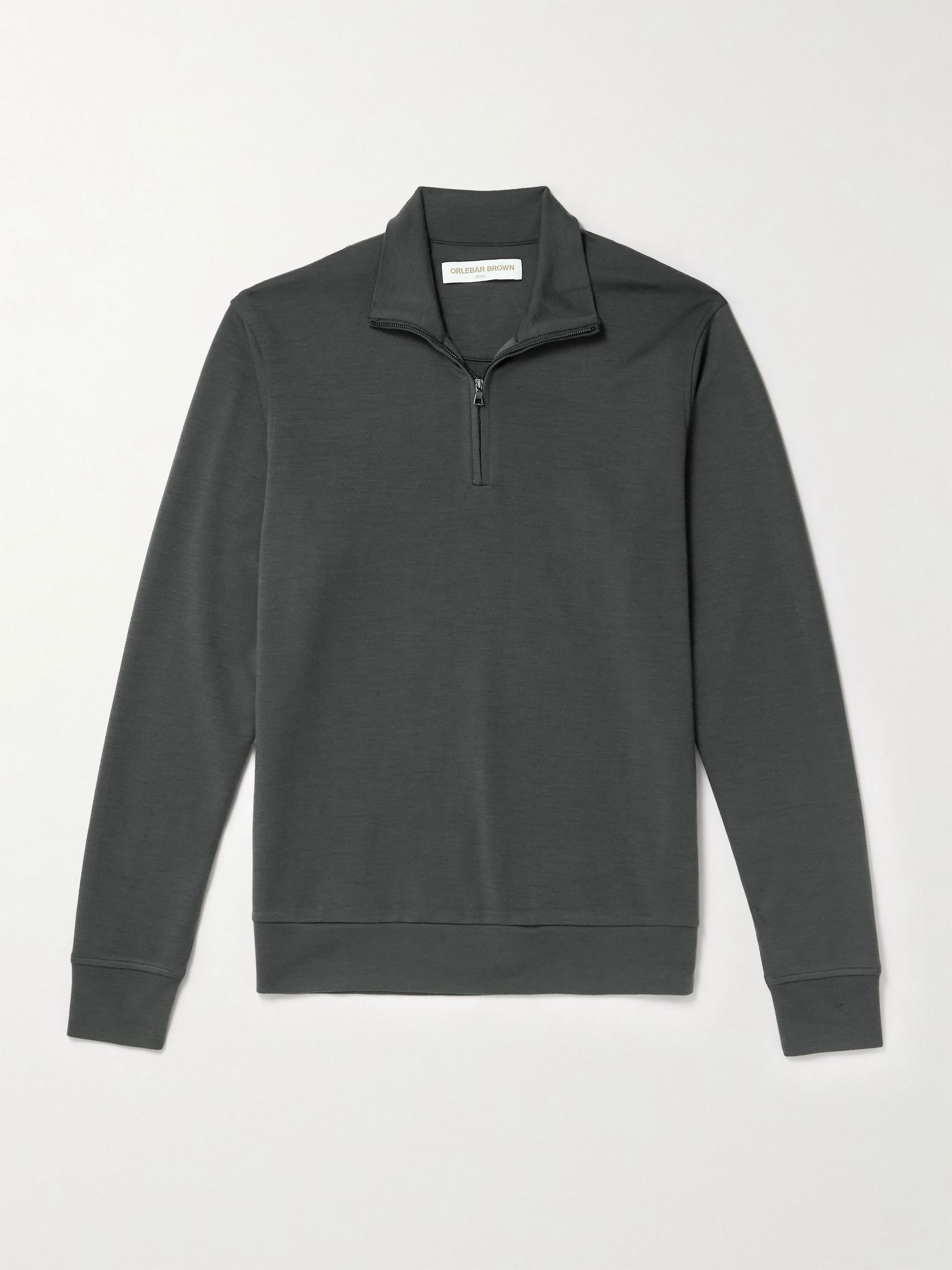Isar Merino Wool-Jersey Half-Zip Sweatshirt Green - 1