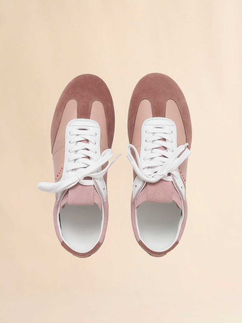 PINK LEATHER AND SUEDE SNEAKER - 4