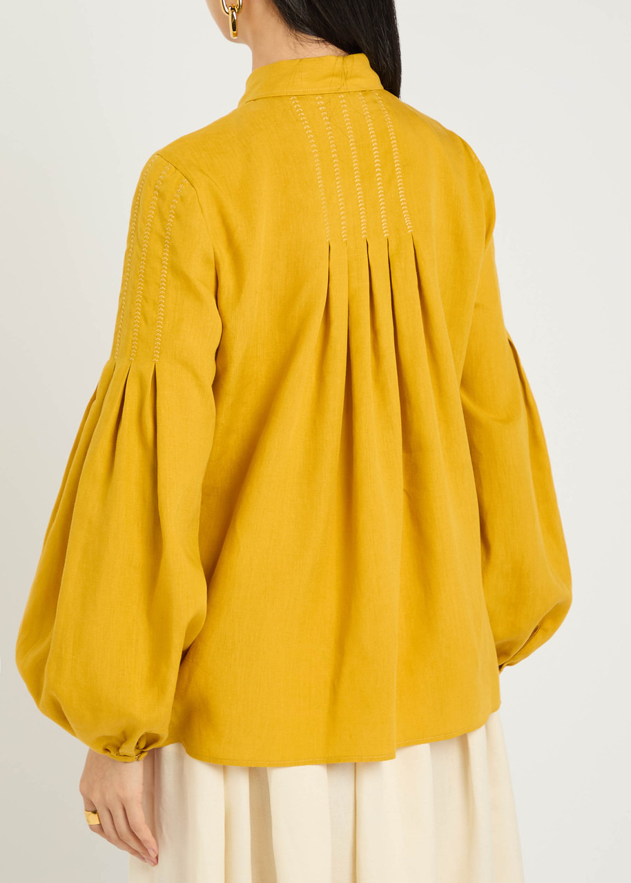Gabriela Hearst Inga Pleated Linen Blouse - 3