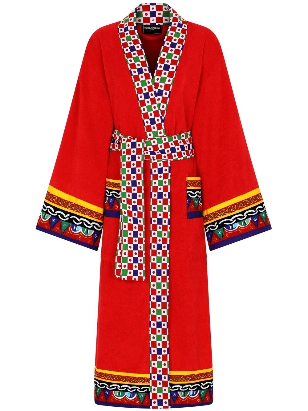 Carretto Siciliano printed trim bathrobe - 1