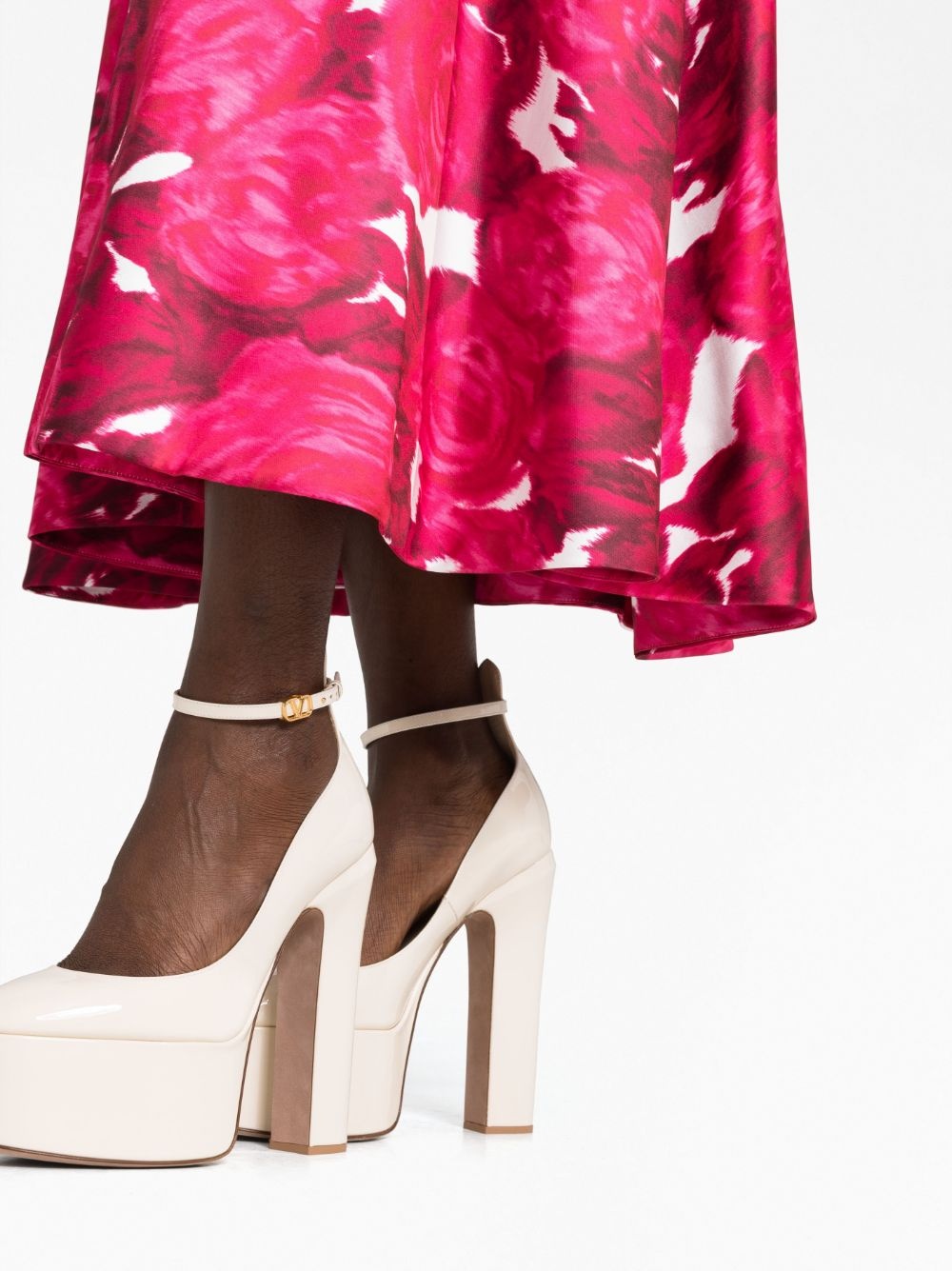 blurred rose-print skirt - 3