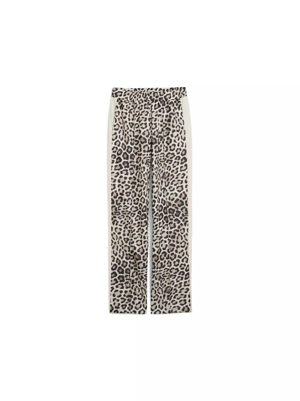 PUMA Women's T7 LEO LUXE All-Over Print Straight Pants -White/Brown - 6