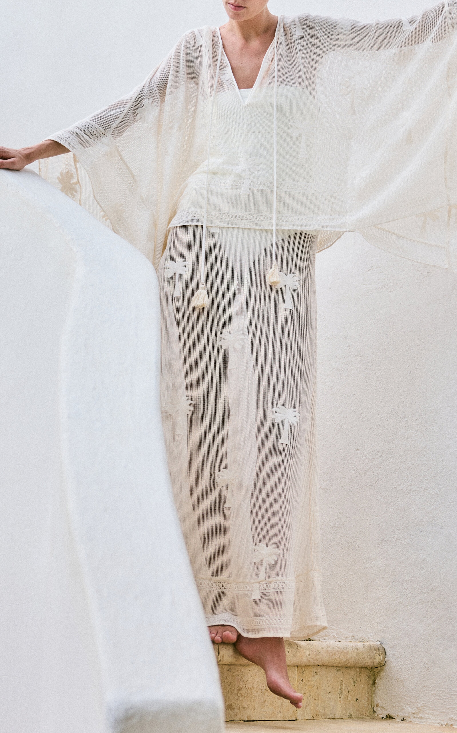 Fair Winds Embroidered Cotton Midi Skirt white - 4