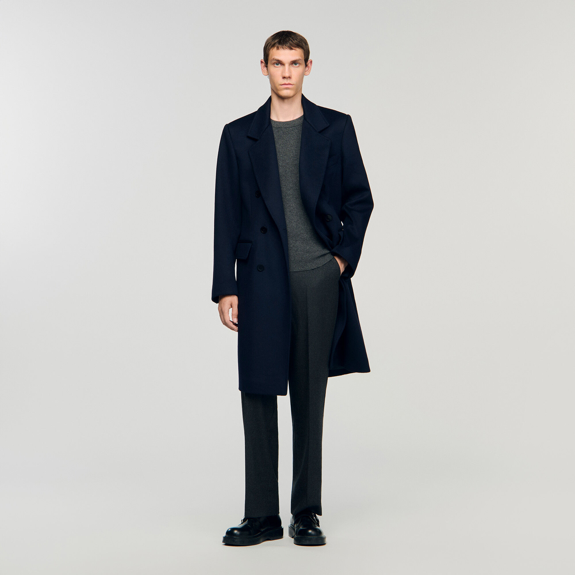 DOUBLE-BREASTED WOOL COAT - 1