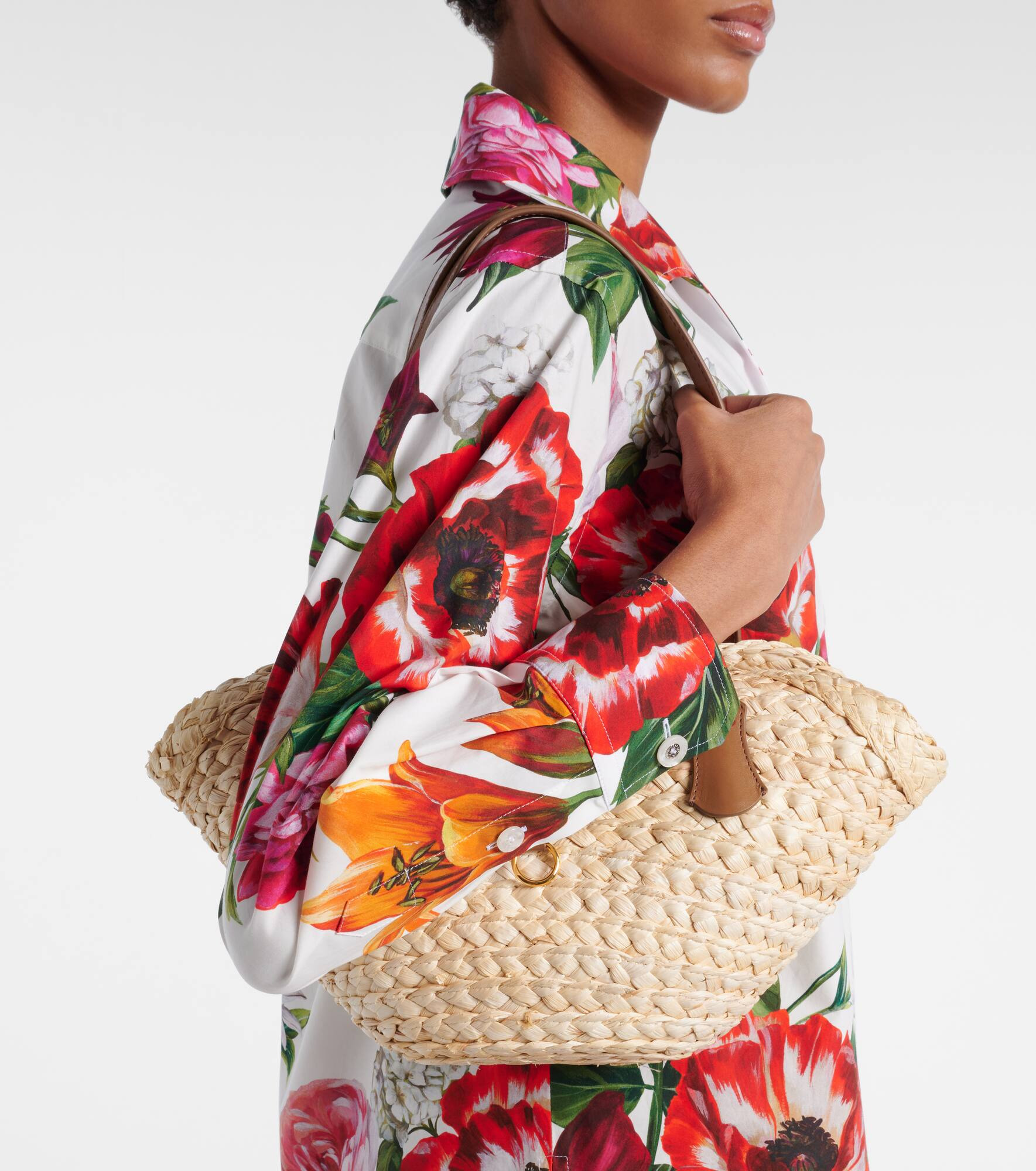 Capri Small raffia basket bag - 7