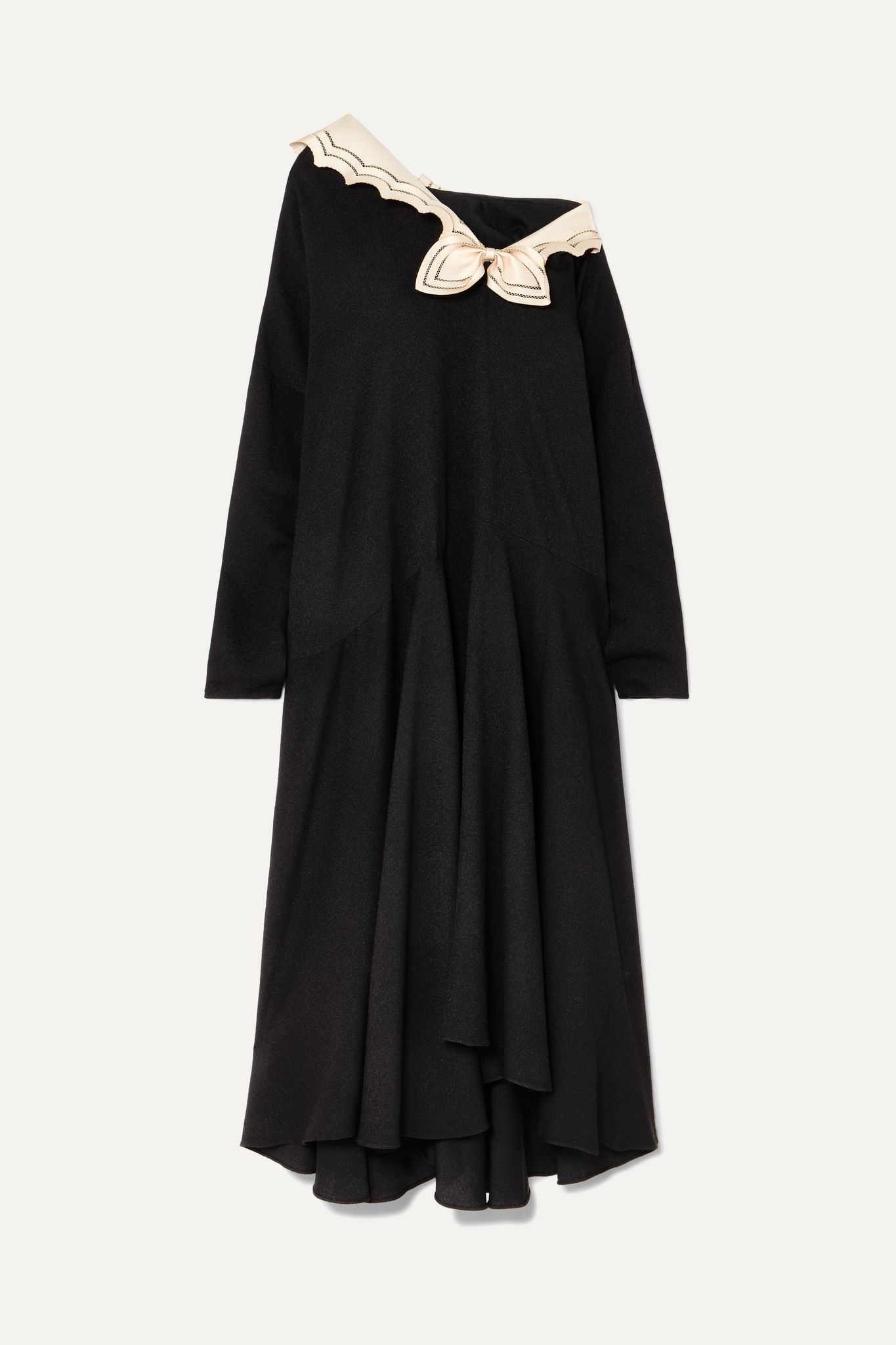 Oversized silk-trimmed crepe midi dress - 1