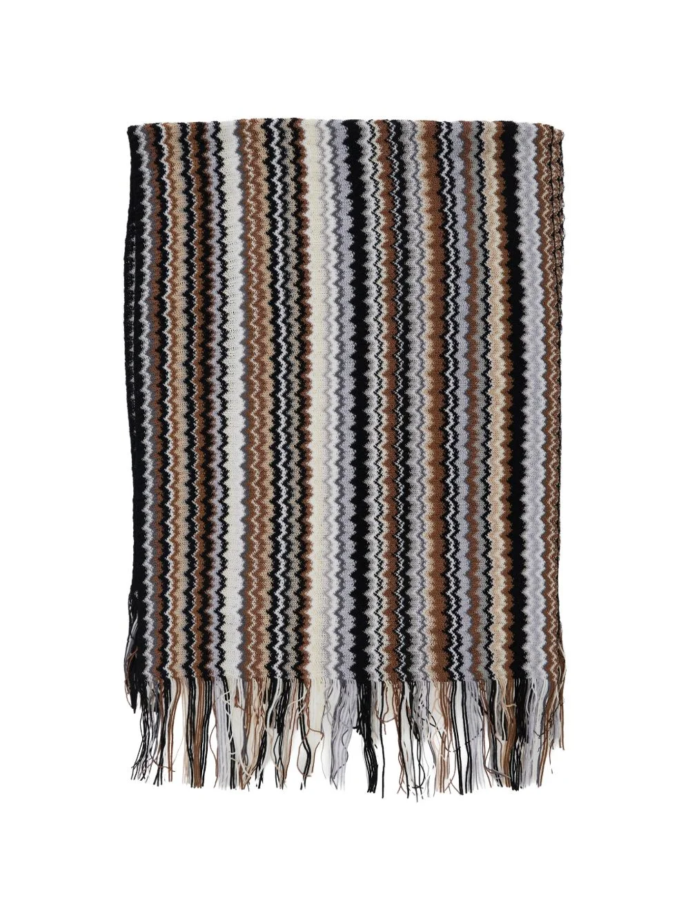 zigzag-knit fringed scarf - 1