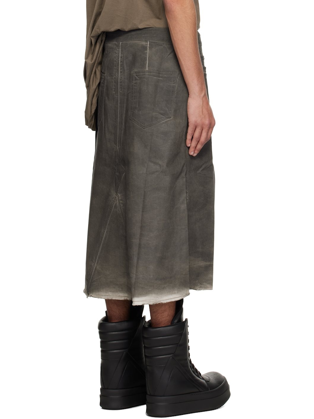 Gray Hollywood Godet Denim Midi Skirt - 3