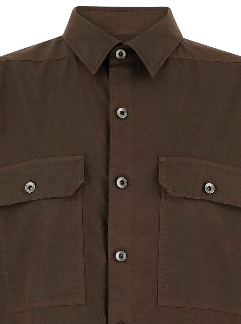 Drkshdw Men Brown Shirt With Oversize Band And Buttons In Cotton Man - 3