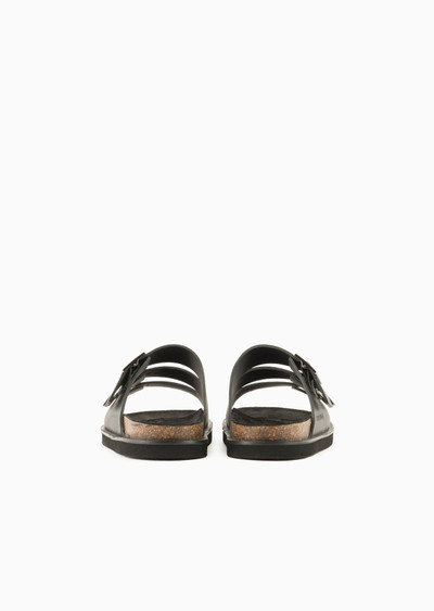 EMPORIO ARMANI Saffiano leather sandals with three bands outlook