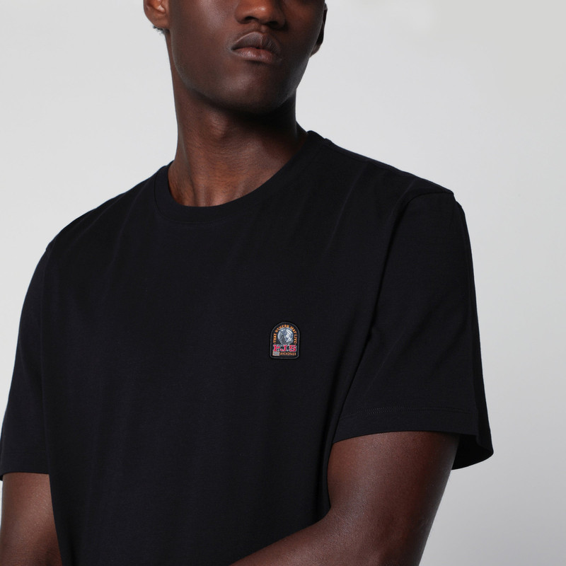 Black cotton T-shirt with logo patch 4