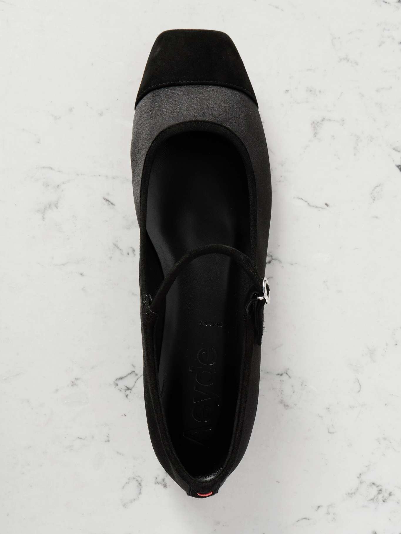 Uma suede-trimmed satin Mary Jane ballet flats Black - 5